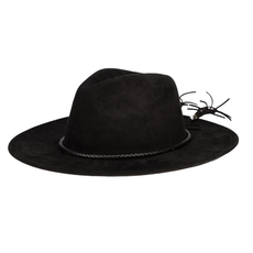 sale-Faux Suede Fedora w/tassel Black