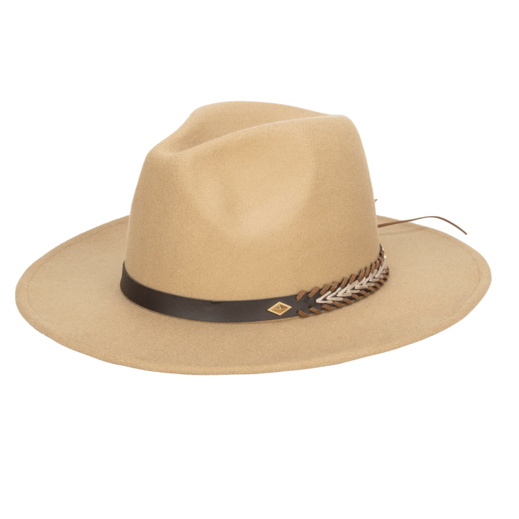 Faux Felt Cowboy Hat Tan