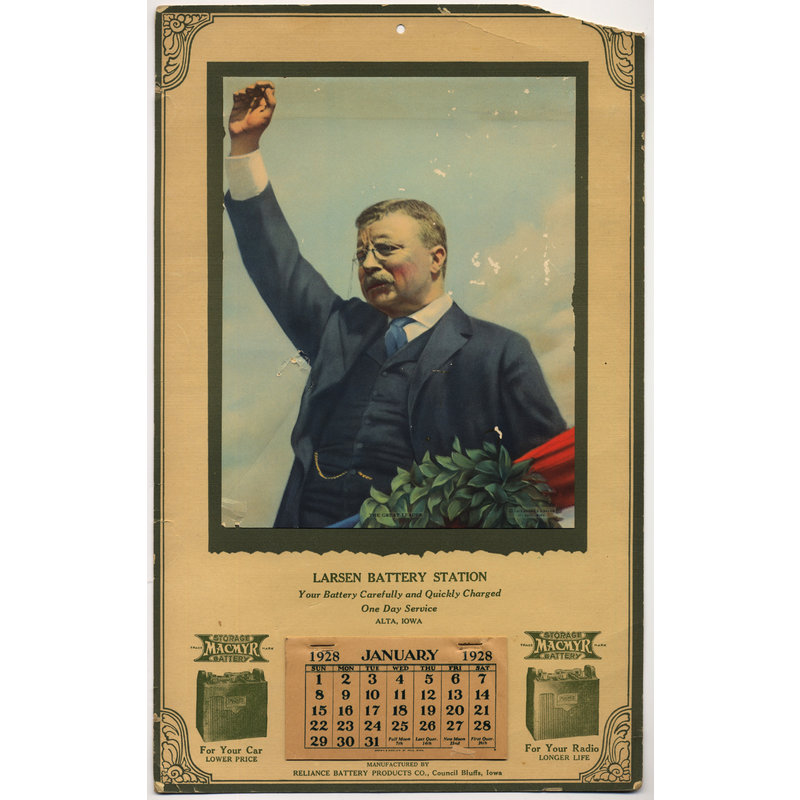 Vintage 1928 Teddy Roosevelt Calendar