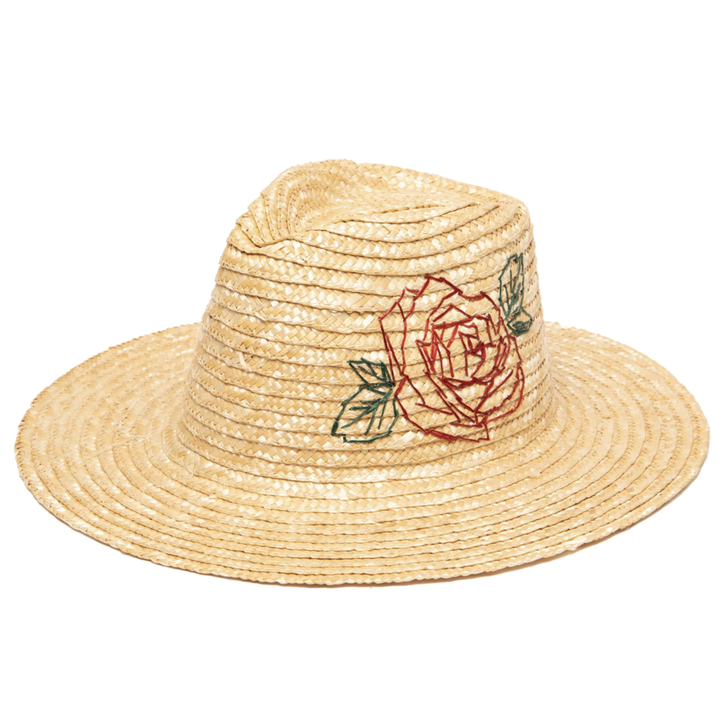 Butterfly  or Rose 3"brim Straw Fedora