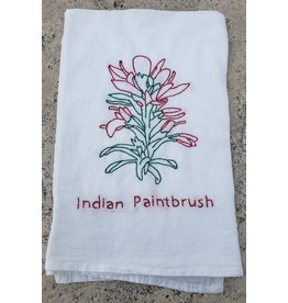 Austin & Texas Indian Paintbrush  Embroidered Tea Towel