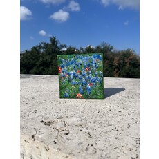 Austin & Texas Field of Wildflowers mixed media on 6x6 canvas Jean Schuler