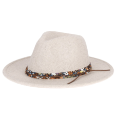 Sale-Kids Faux Felt Fedora w/cording Oat