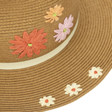 3" brim floral embroidery kids hat