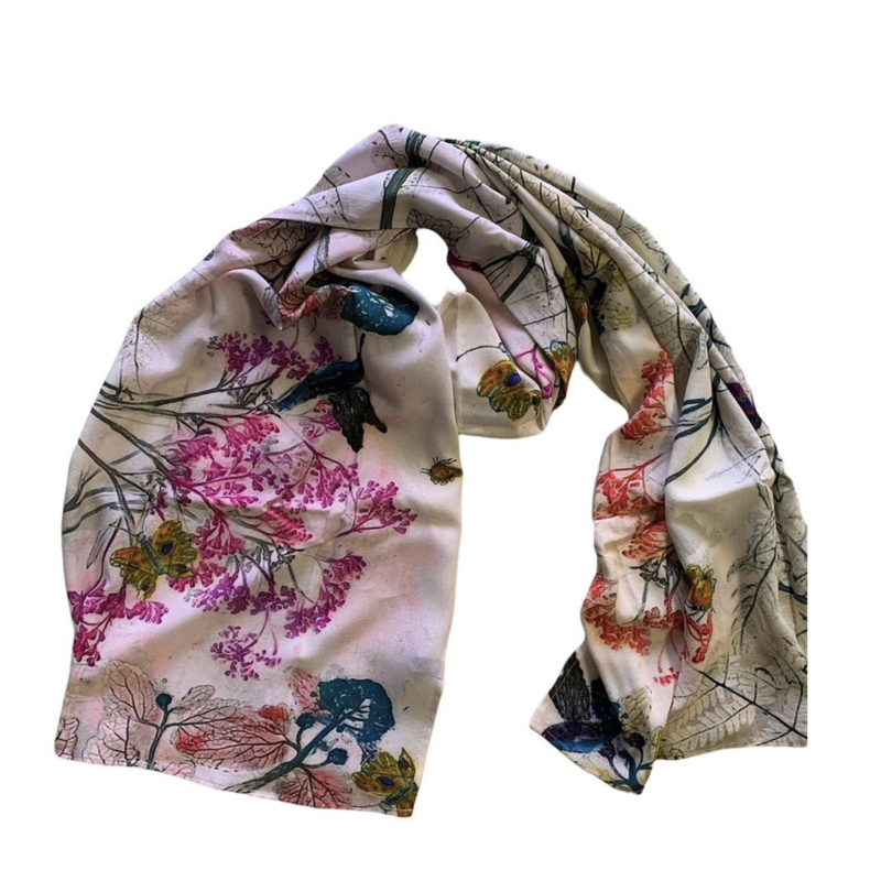 Lady Bird Johnson Pollinator Garden Luxury Cotton Scarf 20x72