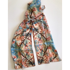 Lady Bird Johnson Cherry Blossoms Satin Silk Scarf 10x70