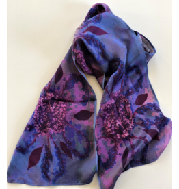 Lady Bird Johnson Shades Of Purple Satin Silk Scarf 10x70