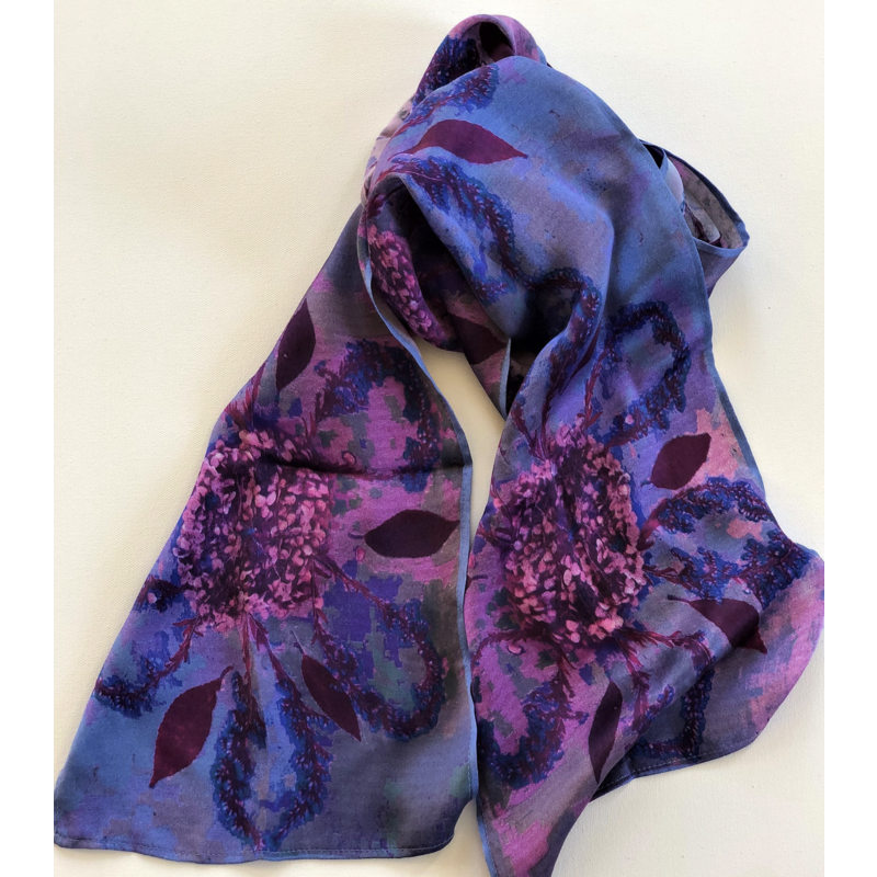 Lady Bird Johnson Shades Of Purple Satin Silk Scarf 10x70