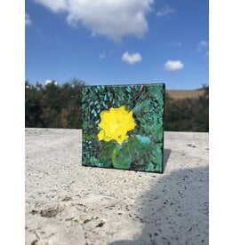 Austin & Texas Prickly Pear mixed media on 6x6 Canvas Jean Schuler