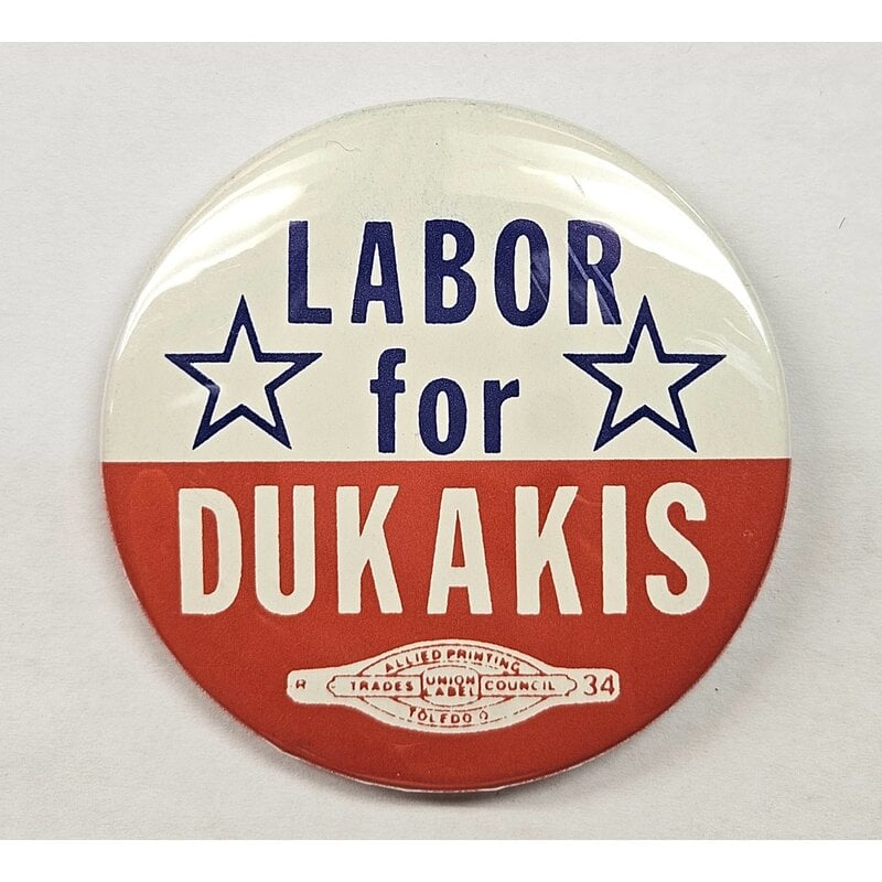 Red & White "Labor For Dukakis"