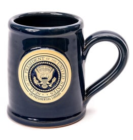All the Way with LBJ Presidential Seal 13oz Blue Stoneware Mug