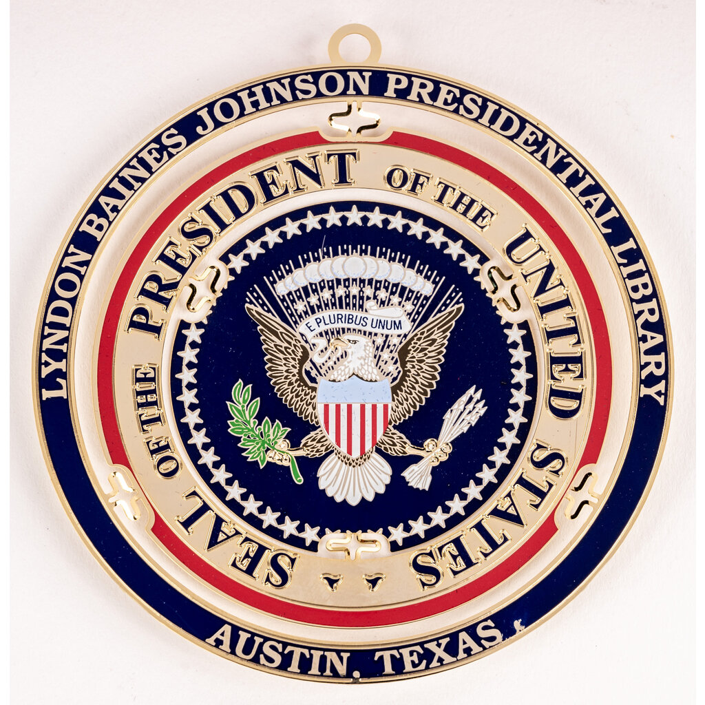 All the Way with LBJ LBJ Presidential Seal Brass Ornament