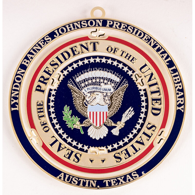 All the Way with LBJ LBJ Presidential Seal Brass Ornament