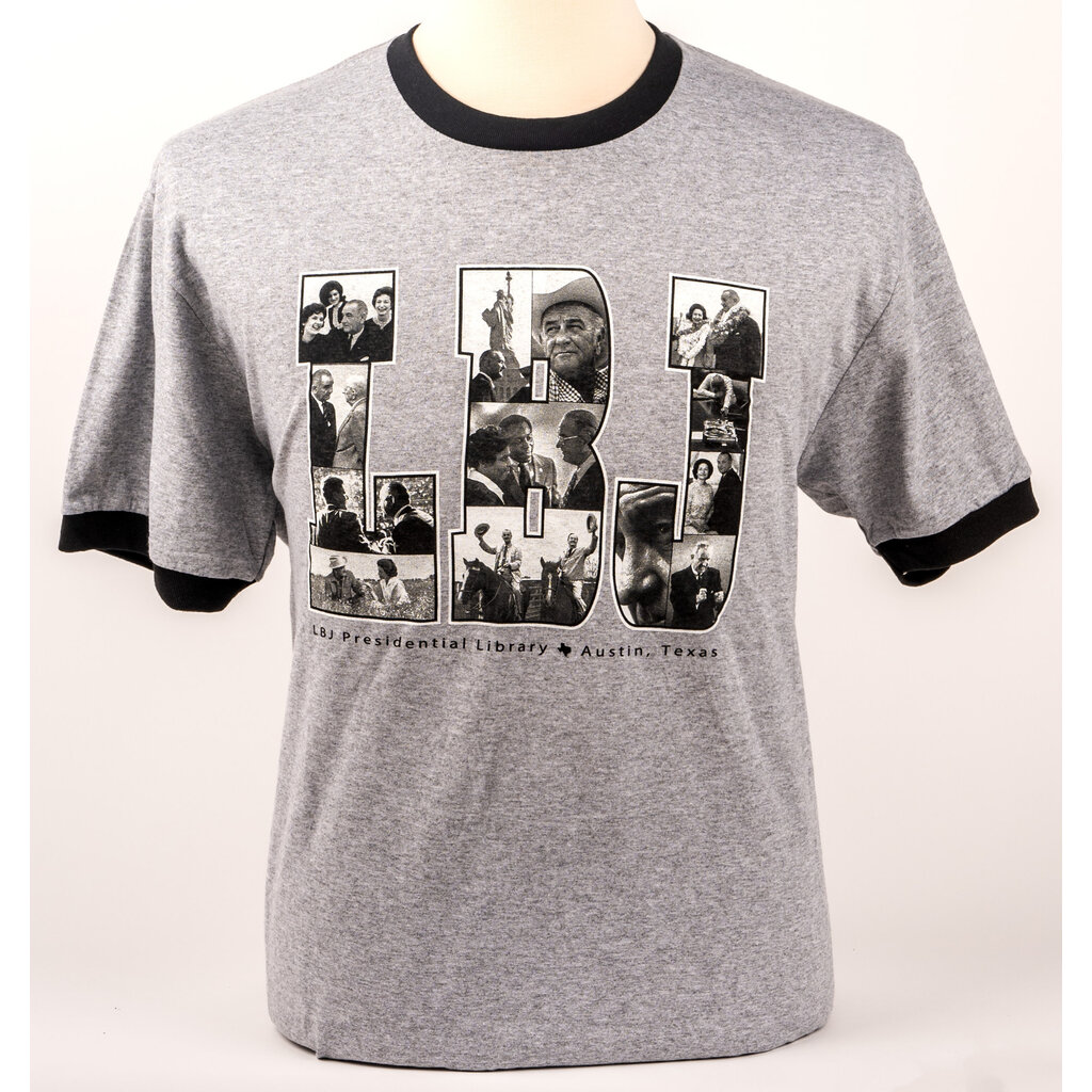 Sale sale-LBJ Photo Gray/Black Ringer Tshirt