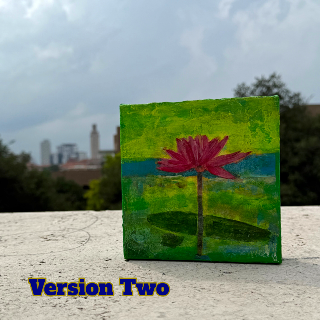 Vietnam Exhibit Lotus Multi Media 6x6 by Jean Schuler