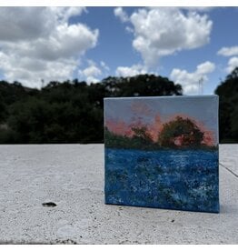 Austin & Texas Bluebonnets mixed media on 6x6 Canvas Jean Schuler