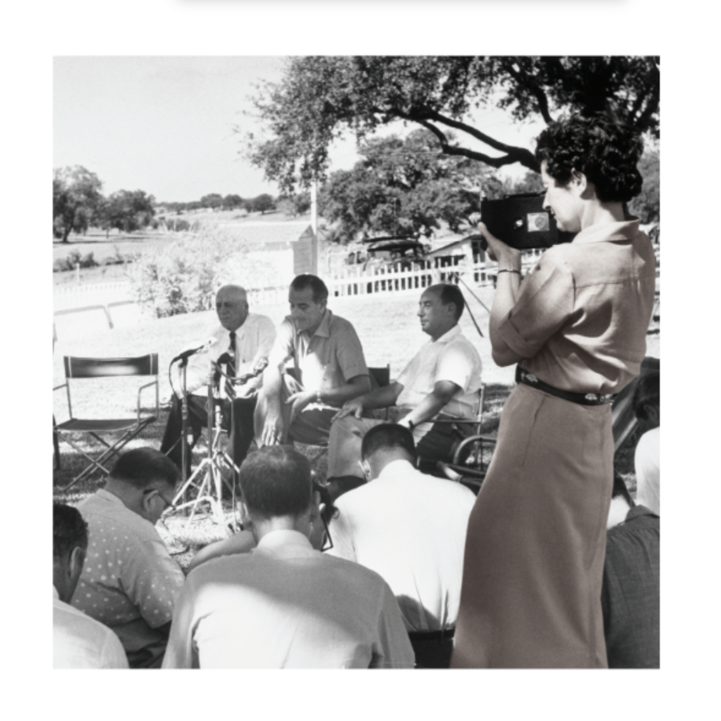 Lady Bird Johnson Lady Bird filming at the Ranch 42" x 26" Print