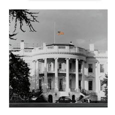 Lady Bird Johnson Flag flying in honor of President Kennedy 1963 42"x26" Print