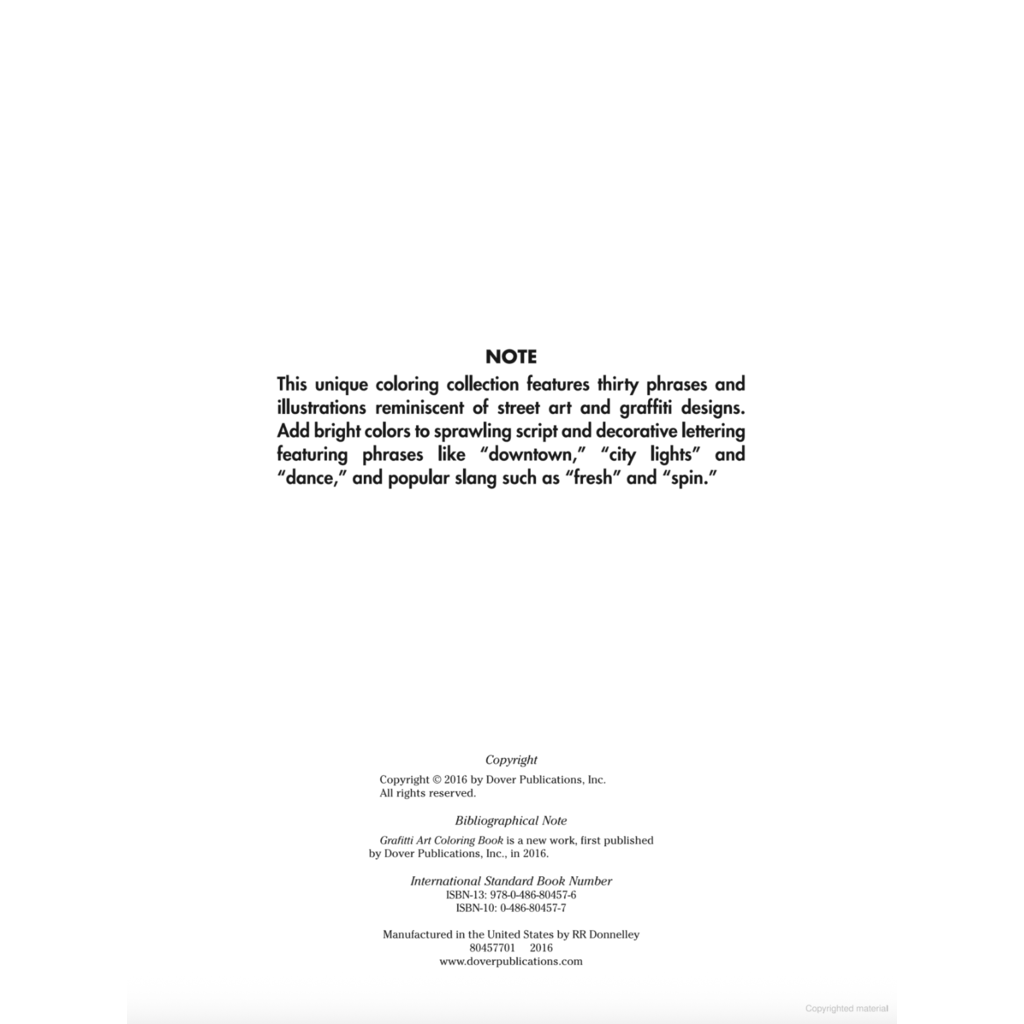 Hip-Hop Exhibit Graffiti Art Coloring Book