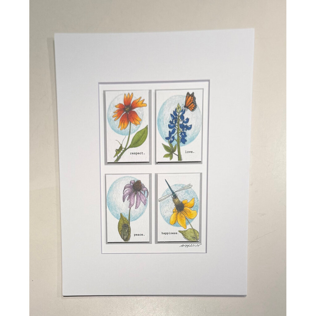 Austin & Texas Respect, Love,...Botanical 8x10 print