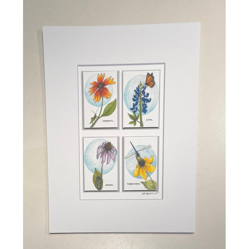 Austin & Texas Respect, Love,...Botanical 8x10 print