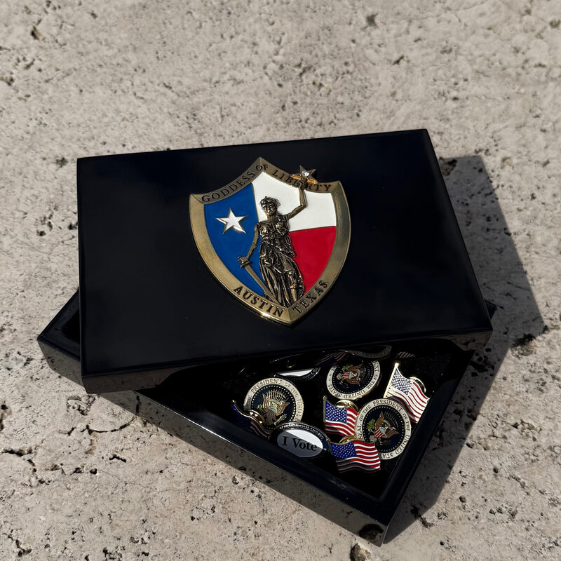 Austin & Texas Goddess of Liberty Austin Texas enamel box by Ann Hand