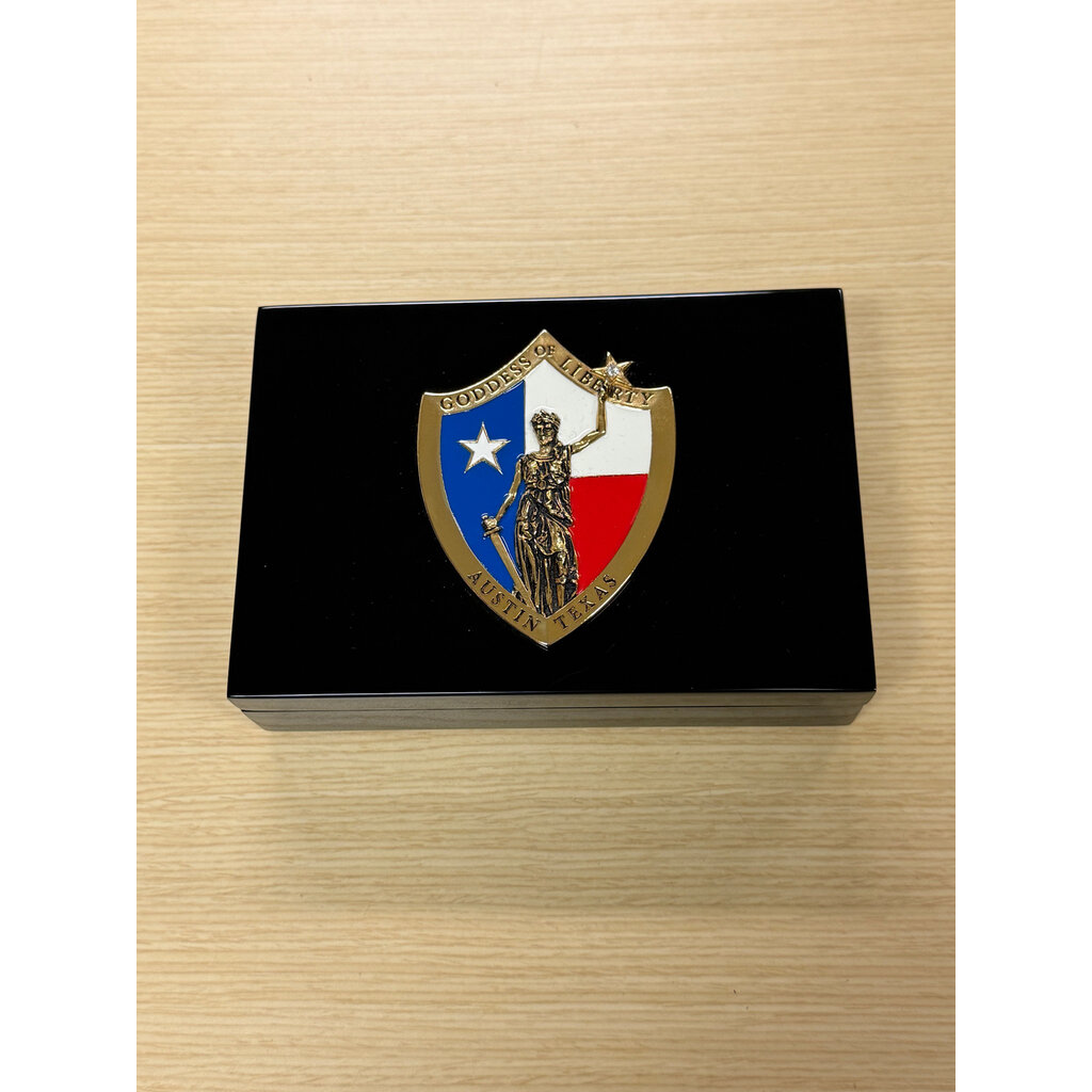 Austin & Texas Goddess of Liberty Austin Texas enamel box by Ann Hand