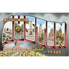 Austin Past/Present Greetings from Austin Notecard