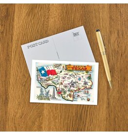 Austin Past/Present Texas Map postcard