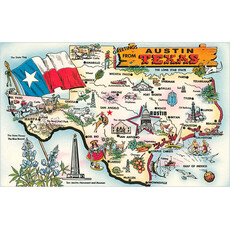 Austin Past/Present Texas Map postcard
