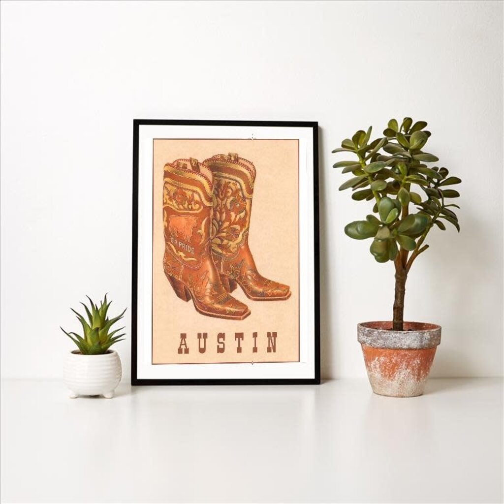 Austin Past/Present Cowboy Boots Print