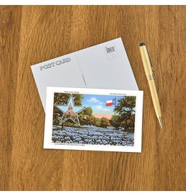 Austin Past/Present Texas State Capitol Bluebonnets Postcard