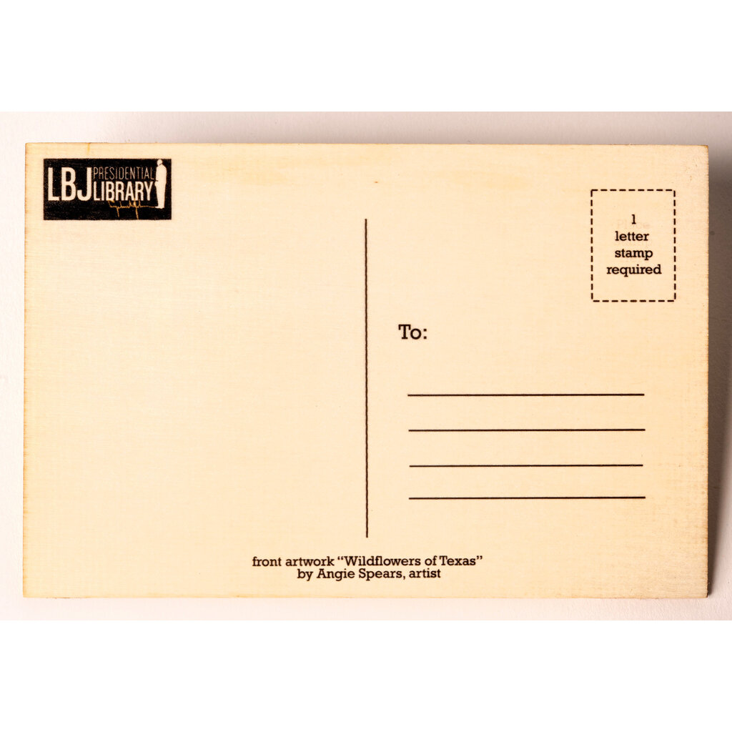 Lady Bird Johnson Wildfowers of Tx Wooden Postcard