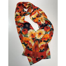 Lady Bird Johnson Vibrant Poppies Luxury Cotton 10x70 scarf