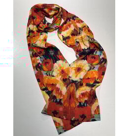 Lady Bird Johnson Vibrant Poppies Luxury Cotton 10x70 scarf