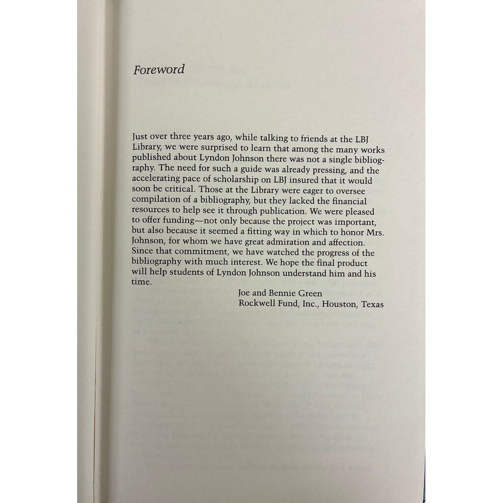 All the Way with LBJ Lyndon B. Johnson A Bibliography VOL. 1