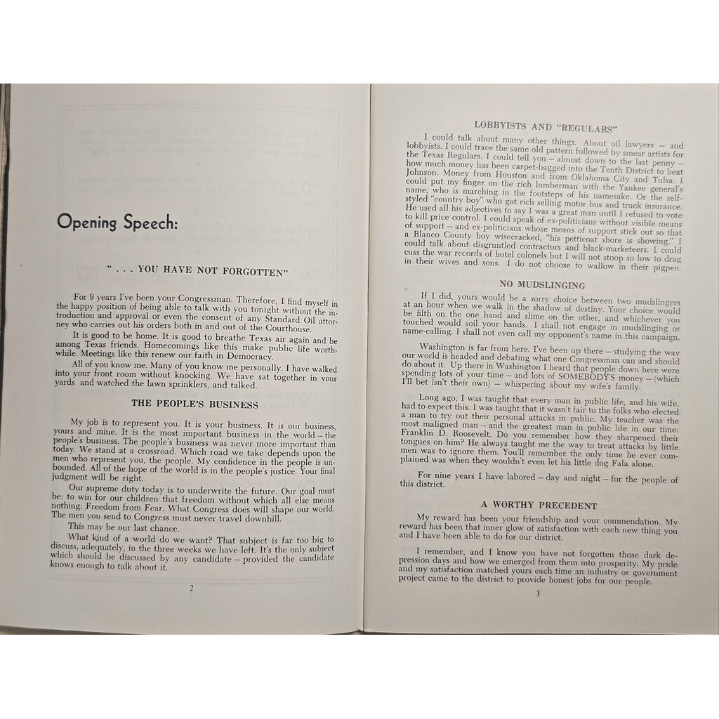 All the Way with LBJ "I Remember... "Johnson 1946 Speeches