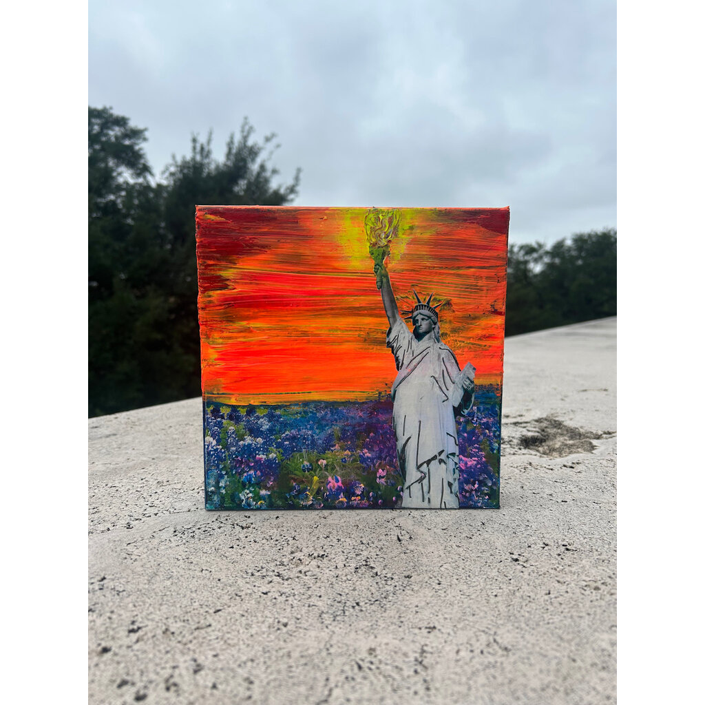 American Experiment 250 years 8x8 Mixed Media by Jean Schuler