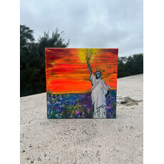 American Experiment 250 years 8x8 Mixed Media by Jean Schuler