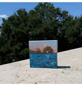 Austin & Texas Bluebonnets mixed media on 6x6 Canvas Jean Schuler