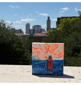 Austin & Texas UT Tower mixed media on 6x6 Canvas Jean Schuler