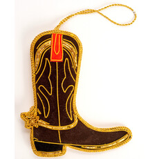 All the Way with LBJ Brown Cowboy Boot Ornament