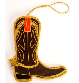 All the Way with LBJ Brown Cowboy Boot Ornament