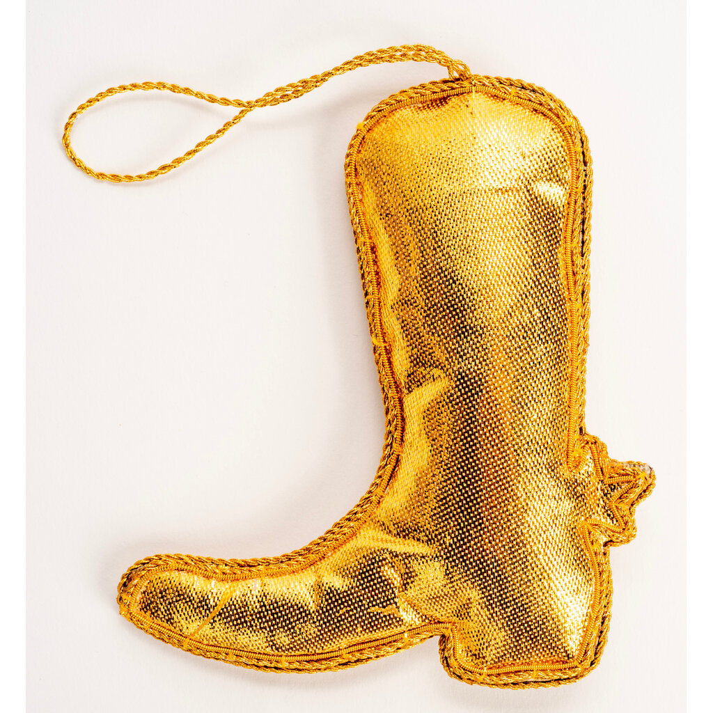 All the Way with LBJ Brown Cowboy Boot Ornament