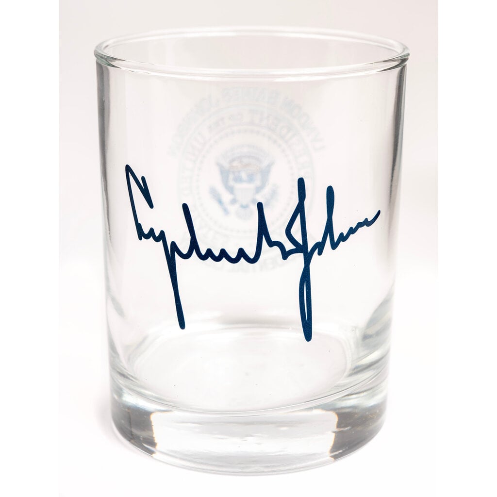 All the Way with LBJ Presidential Seal Rocks Glass 14oz