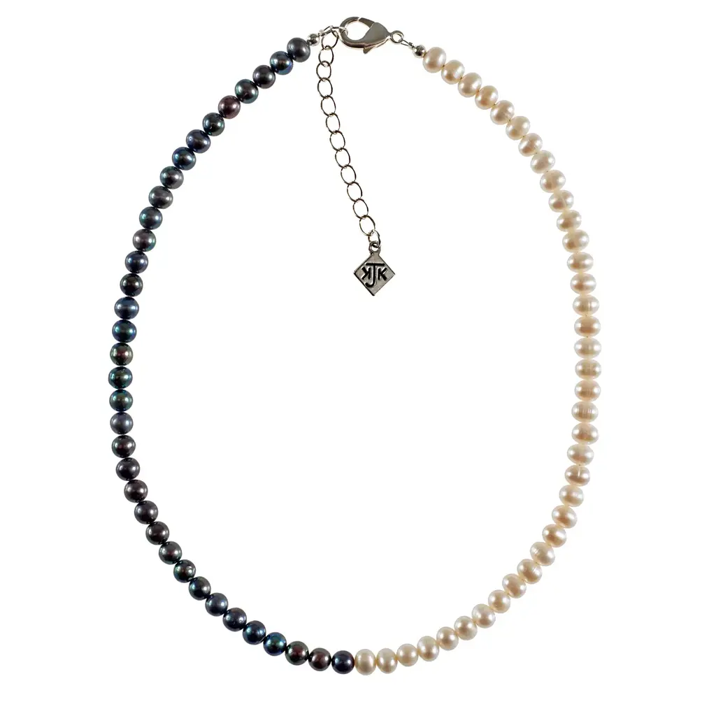 Black And White Genuine Cultured Pearl Choker