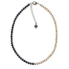 Black And White Genuine Cultured Pearl Choker