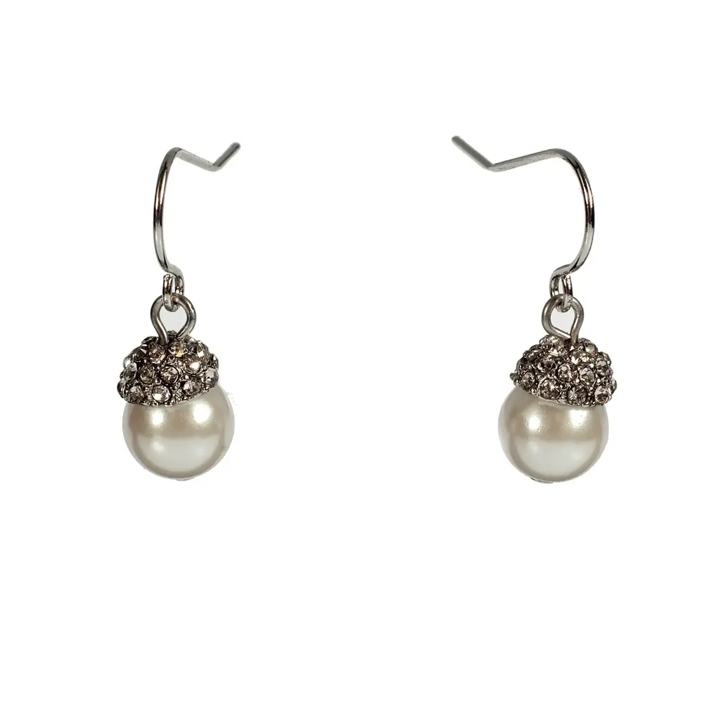 Pearl With Pave Cap On French Wire
