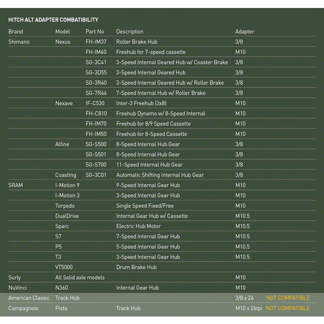 Burley Hitch Alternative Adapter  3/8" x 26 (Shimano IGH)