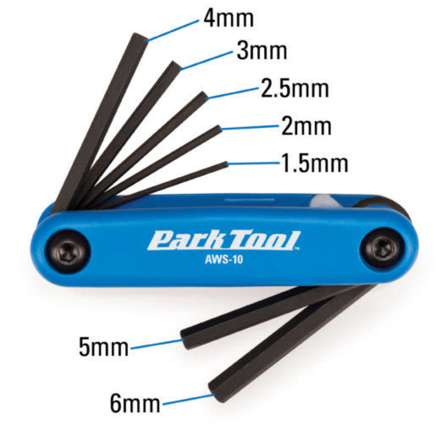 Park Tool AWS-10 1.5, 2, 2.5, 3, 4, 5 & 6mm Hex/Allen Wrenches